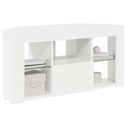 Eck-LED-TV-Schrank Wandmontiert Hochglanz Weiß 104 x 40 x 50 cm