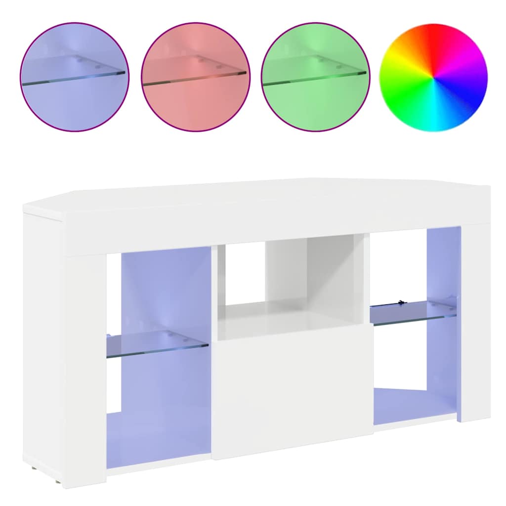 Eck-LED-TV-Schrank Wandmontiert Hochglanz Weiß 104 x 40 x 50 cm