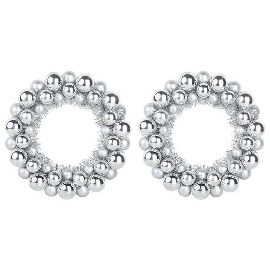 Weihnachtsballkränze 2 pcs Silber 33 x 33 x 7 cm Polystyrol