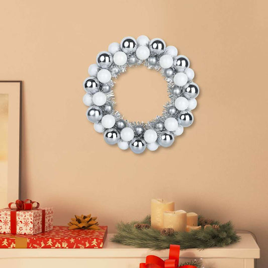 Weihnachtsballkränze 2 pcs Weiß und Silber 33 x 33 x 7 cm