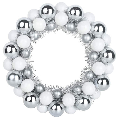 Weihnachtsballkränze 2 pcs Weiß und Silber 33 x 33 x 7 cm
