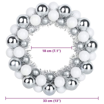 Weihnachtsballkränze 2 pcs Weiß und Silber 33 x 33 x 7 cm