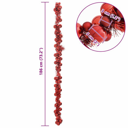 Weihnachtskugelgirlande Rot 186 cm Polystyrol