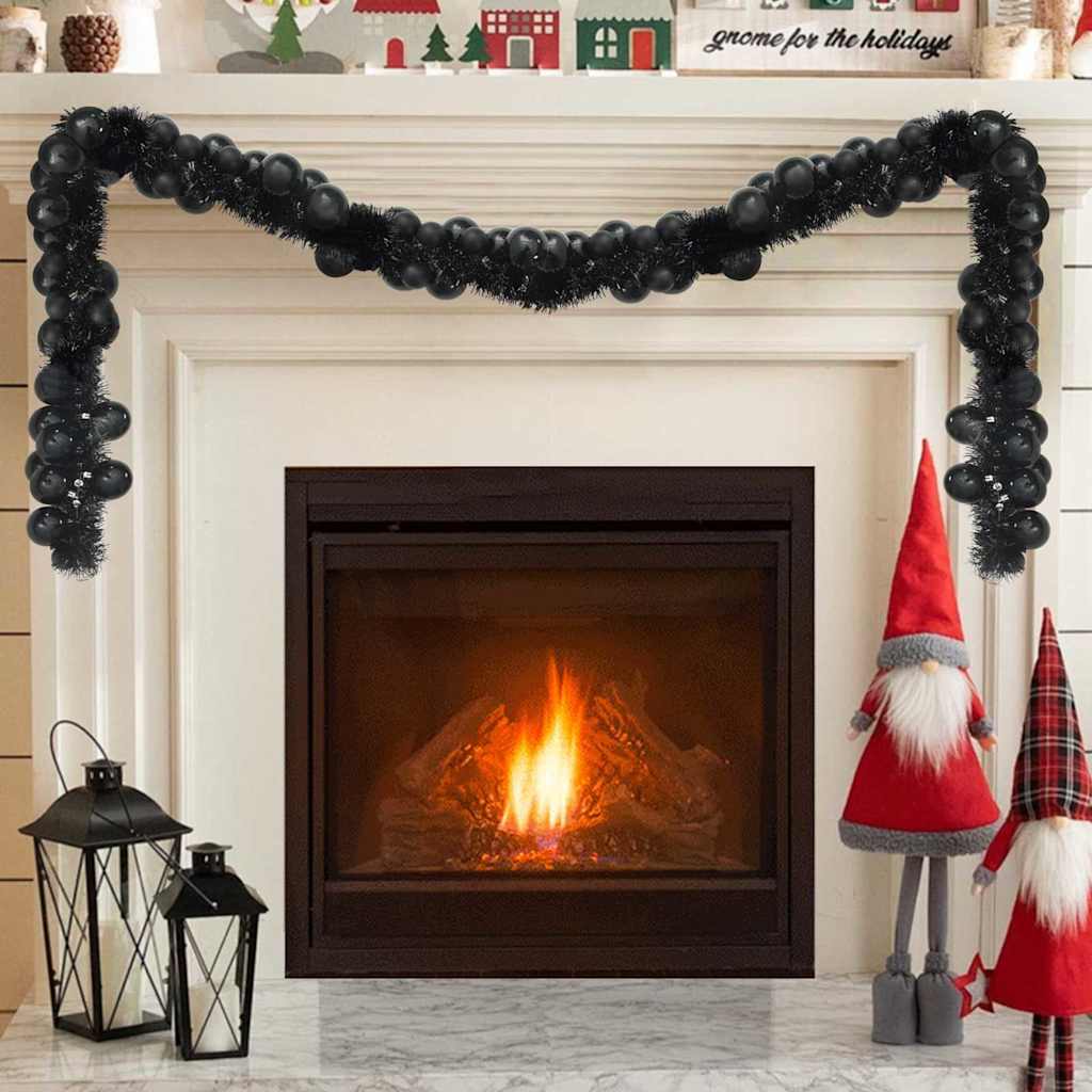 Weihnachtskugelgirlande Schwarz 186 cm Polystyrol