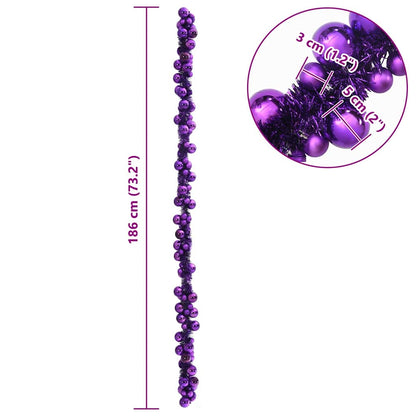 Weihnachtskugelgirlande Lila 186 cm Polystyrol