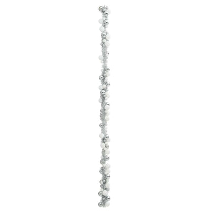 Weihnachtskugelgirlande Weiß und Silber 186 cm Polystyrol