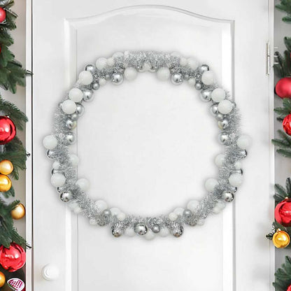 Weihnachtskugelgirlande Weiß und Silber 186 cm Polystyrol