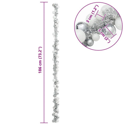 Weihnachtskugelgirlande Weiß und Silber 186 cm Polystyrol
