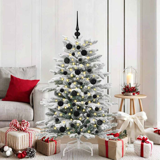 Weihnachtskugel-Set mit 150 LEDs 61 pcs Schwarz Kunststoff