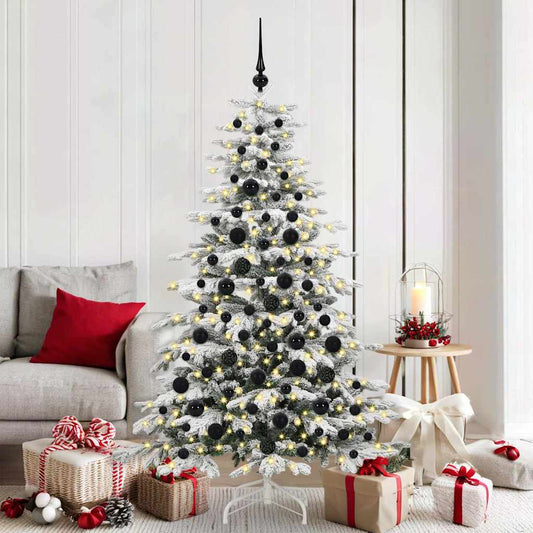 Weihnachtskugel-Set mit 300 LEDs 120 pcs Schwarz Kunststoff