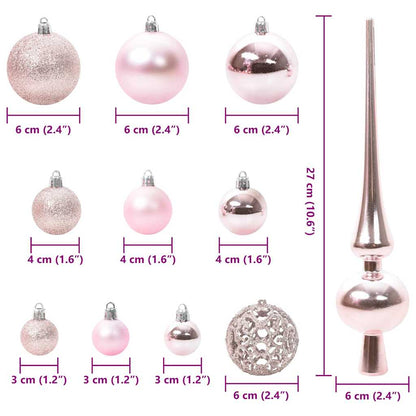 Weihnachtskugel-Set mit 300 LEDs 120 pcs Rosa Kunststoff
