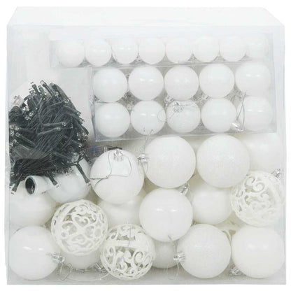 Weihnachtskugel-Set mit 300 LEDs 120 pcs Weiß Kunststoff