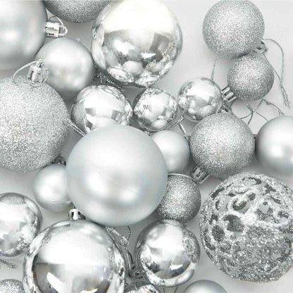 Weihnachtskugel-Set mit 150 LEDs 61 pcs Silber Kunststoff