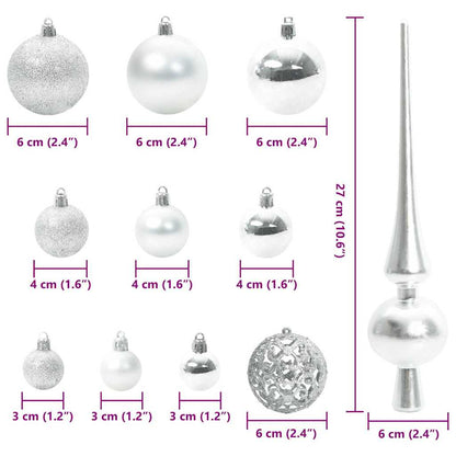 Weihnachtskugel-Set mit 150 LEDs 61 pcs Silber Kunststoff