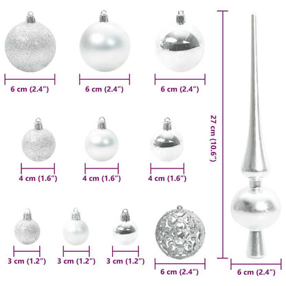 Weihnachtskugel-Set mit 300 LEDs 120 pcs Silber Kunststoff
