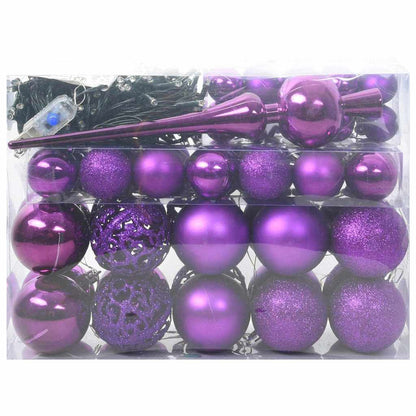 Weihnachtskugel-Set mit 150 LEDs 61 pcs Lila Kunststoff