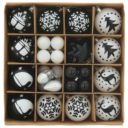 Weihnachtskugel-Set 40 pcs Schwarz und Weiß