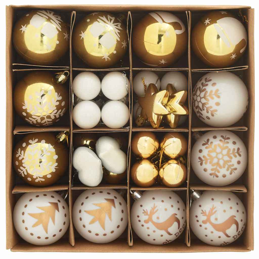 Weihnachtskugel-Set 40 pcs Weiß und Gold
