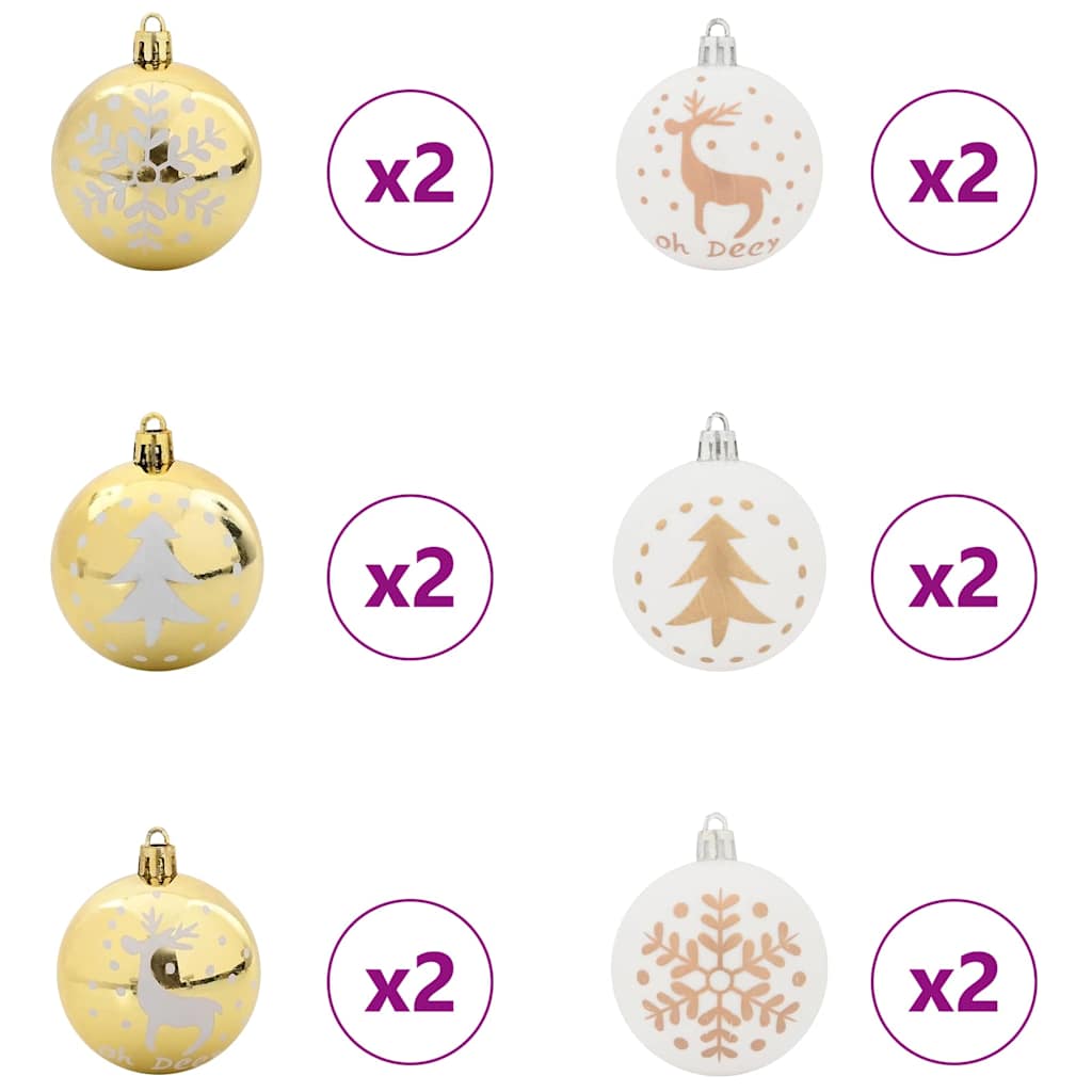 Weihnachtskugel-Set 40 pcs Weiß und Gold