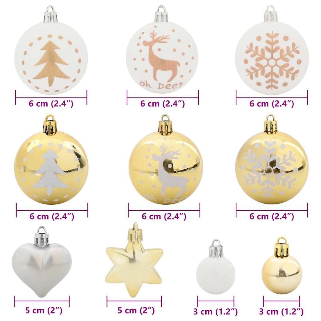 Weihnachtskugel-Set 40 pcs Weiß und Gold