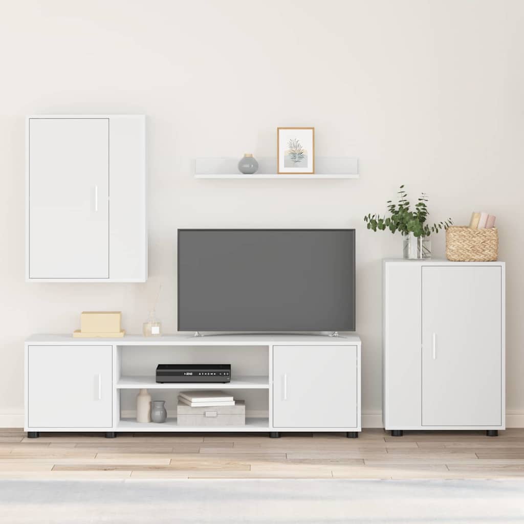 TV-Schrankset Wandmontiert 4 pcs Weiß Holzwerkstoff