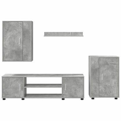 TV-Schrankset Wandmontiert 4 pcs Beton Grau Holzwerkstoff