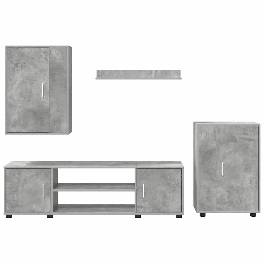 TV-Schrankset Wandmontiert 4 pcs Beton Grau Holzwerkstoff