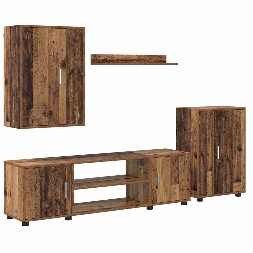 TV-Schrankset Wandmontiert 4 pcs Altholz Holzwerkstoff