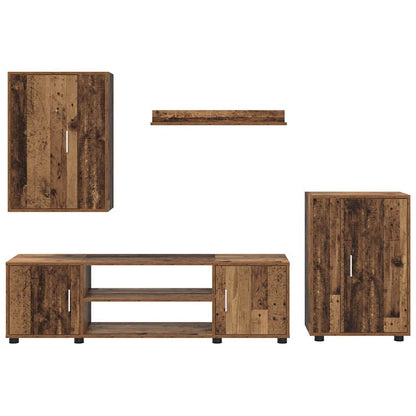 TV-Schrankset Wandmontiert 4 pcs Altholz Holzwerkstoff