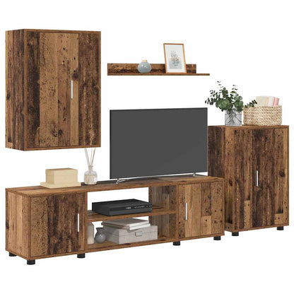 TV-Schrankset Wandmontiert 4 pcs Altholz Holzwerkstoff