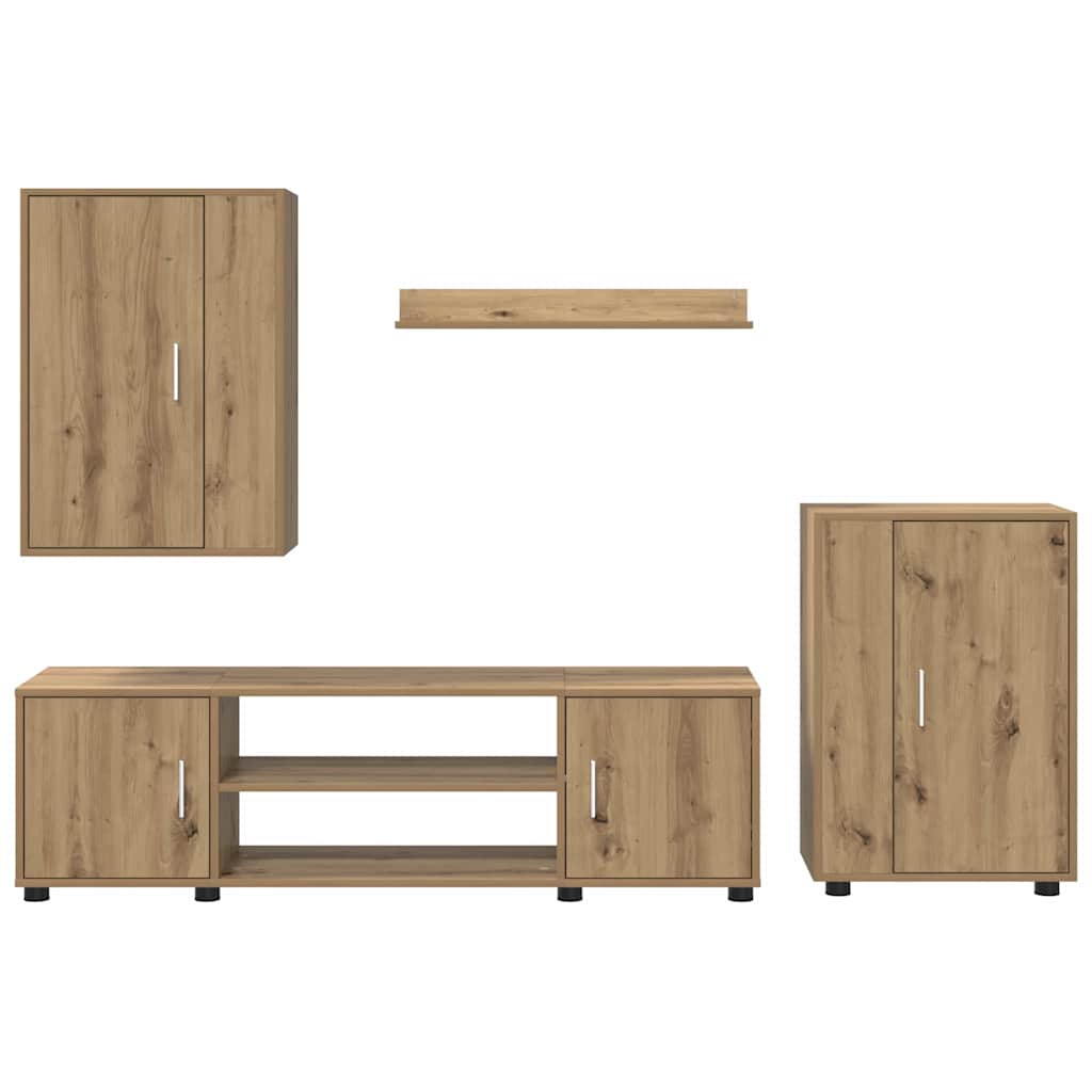 TV-Schrankset Wandmontiert 4 pcs Artisan-Eiche Holzwerkstoff