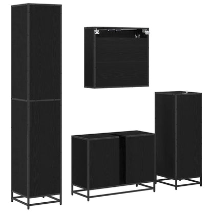 Badezimmermöbel-Set 4 pcs Schwarz Eichen-Optik Holzwerkstoff