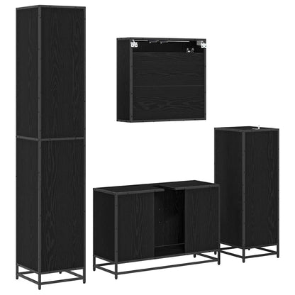 Badezimmermöbel-Set 4 pcs Schwarz Eichen-Optik Holzwerkstoff
