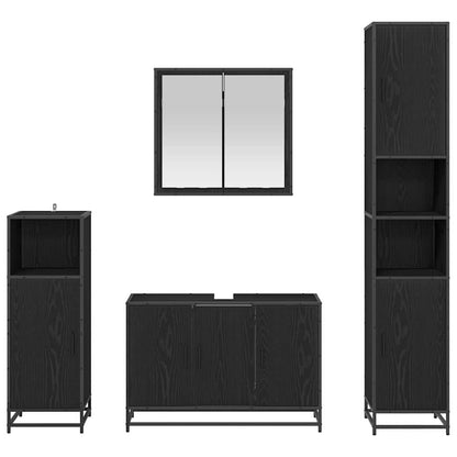 Badezimmermöbel-Set 4 pcs Schwarz Eichen-Optik Holzwerkstoff