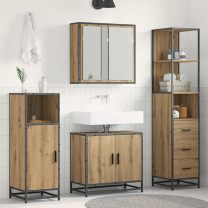 Badezimmermöbel-Set mit Regal 3 pcs Artisan-Eiche Holzwerkstoff