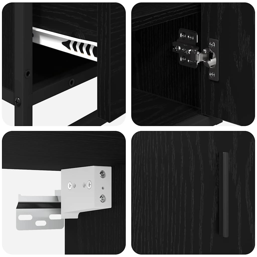 Badezimmermöbel-Set 3 pcs Schwarz Eichen-Optik Holzwerkstoff