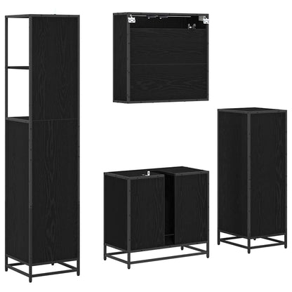 Badezimmermöbel-Set 4 pcs Schwarz Eichen-Optik Holzwerkstoff