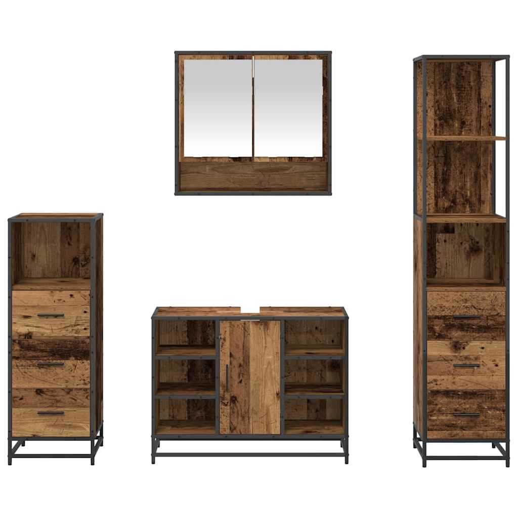 Badezimmermöbel-Set mit Schubladen 4 pcs Altholz Holzwerkstoff
