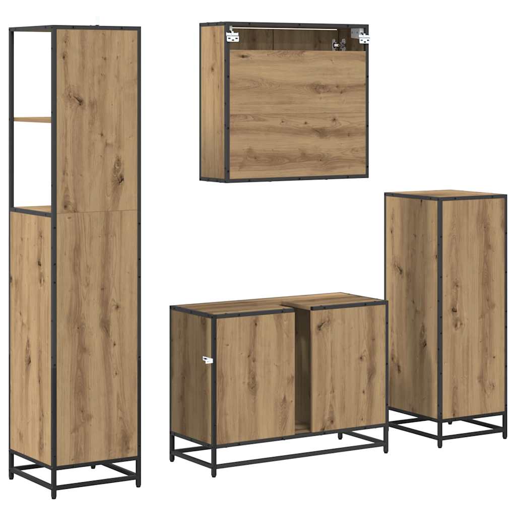 Badezimmermöbel-Set mit Regal 4 pcs Artisan-Eiche Holzwerkstoff