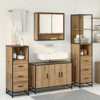 Badezimmermöbel-Set mit Regal 4 pcs Artisan-Eiche Holzwerkstoff