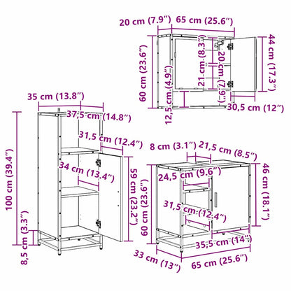 Badezimmermöbel-Set mit Regal 3 pcs Artisan-Eiche Holzwerkstoff