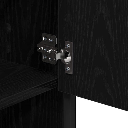 Badezimmermöbel-Set 3 pcs Schwarz Eichen-Optik Holzwerkstoff