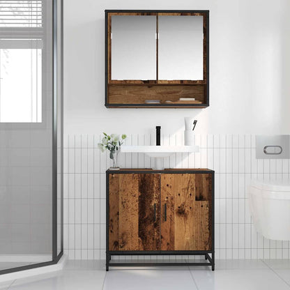 Badezimmermöbel-Set mit Regal 2 pcs Altholz Holzwerkstoff