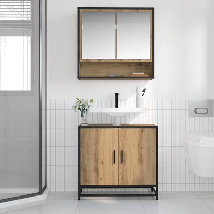 Badezimmermöbel-Set mit Regal 2 pcs Artisan-Eiche Holzwerkstoff