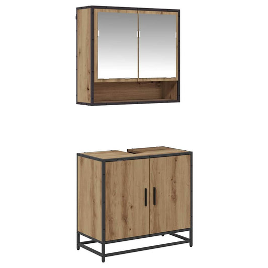 Badezimmermöbel-Set mit Regal 2 pcs Artisan-Eiche Holzwerkstoff