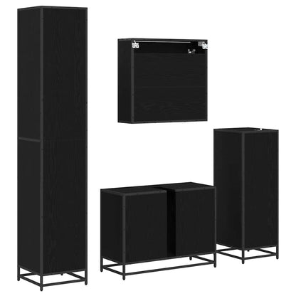 Badezimmermöbel-Set 4 pcs Schwarz Eichen-Optik Holzwerkstoff