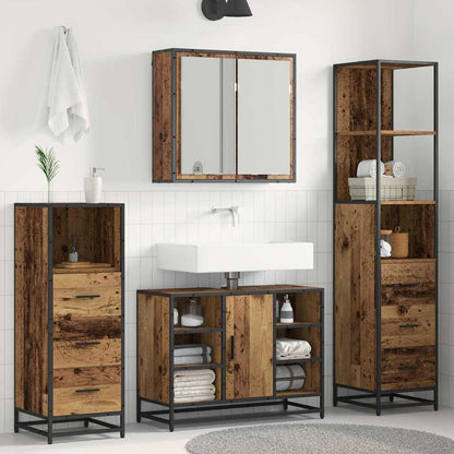 Badezimmermöbel-Set mit Schubladen 4 pcs Altholz Holzwerkstoff