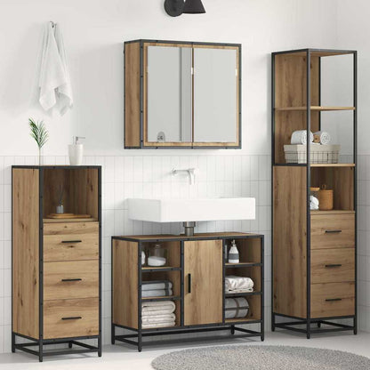 Badezimmermöbel-Set mit Regal 4 pcs Artisan-Eiche Holzwerkstoff