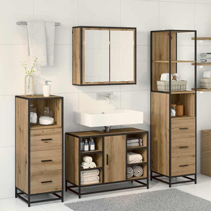 Badezimmermöbel-Set mit Regal 4 pcs Artisan-Eiche Holzwerkstoff