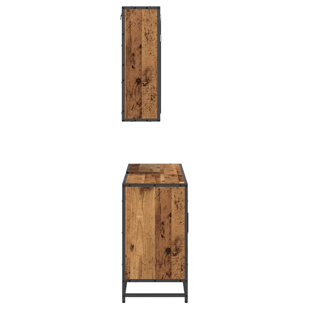 Badezimmermöbel-Set mit Regal 2 pcs Altholz Holzwerkstoff